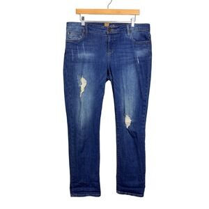 KUT from the Kloth 12 Distressed Blue Straight Leg Mid Rise Women's Denim Jeans